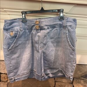 One 5 One Blue Jean Shorts with Cuffed Hem